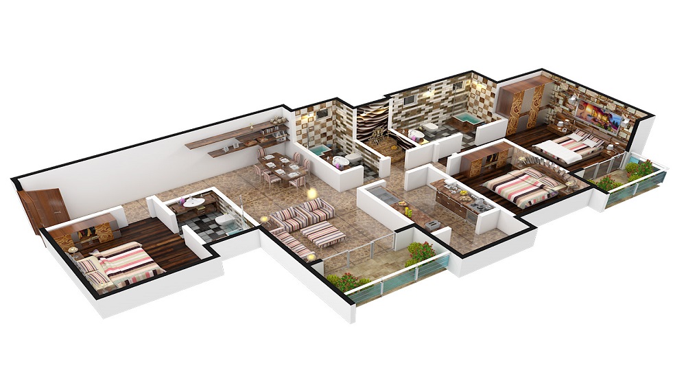 1 BHK+2T 864/sqft-carpet Sqft Apartment For Sale In Lodha Eternis In Andheri East Floor Plan