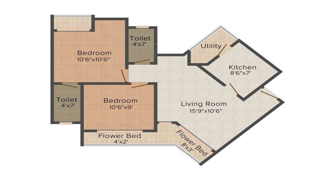 1 BHK+2T 695/sqft-carpet Sqft Apartment For Sale In Bharat Ecovistas In Shil Phata Floor Plan