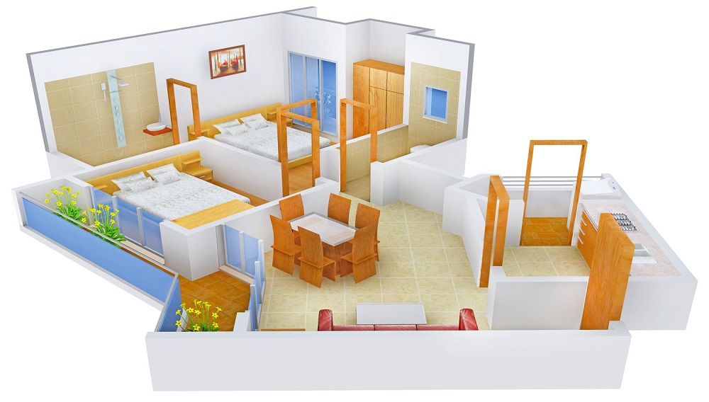 1 BHK+2T 695/sqft-carpet Sqft Apartment For Sale In Bharat Ecovistas In Shil Phata Floor Plan