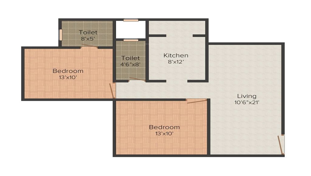 1 BHK+1T 378/sqft-carpet Sqft Apartment For Sale In Kabra Aurum Wing A B C AND D In Goregaon West Floor Plan