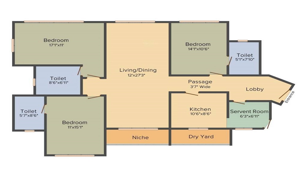 2 BHK+2T 1245/sqft-carpet Sqft Apartment For Sale In Raheja Acropolis In Deonar Floor Plan