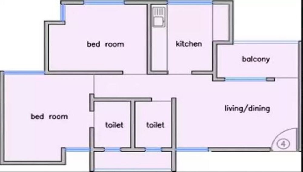 1 BHK+1T 452/sqft-carpet Sqft Apartment For Sale In Shree Saibaba Ashok Nagar In Thane West Floor Plan