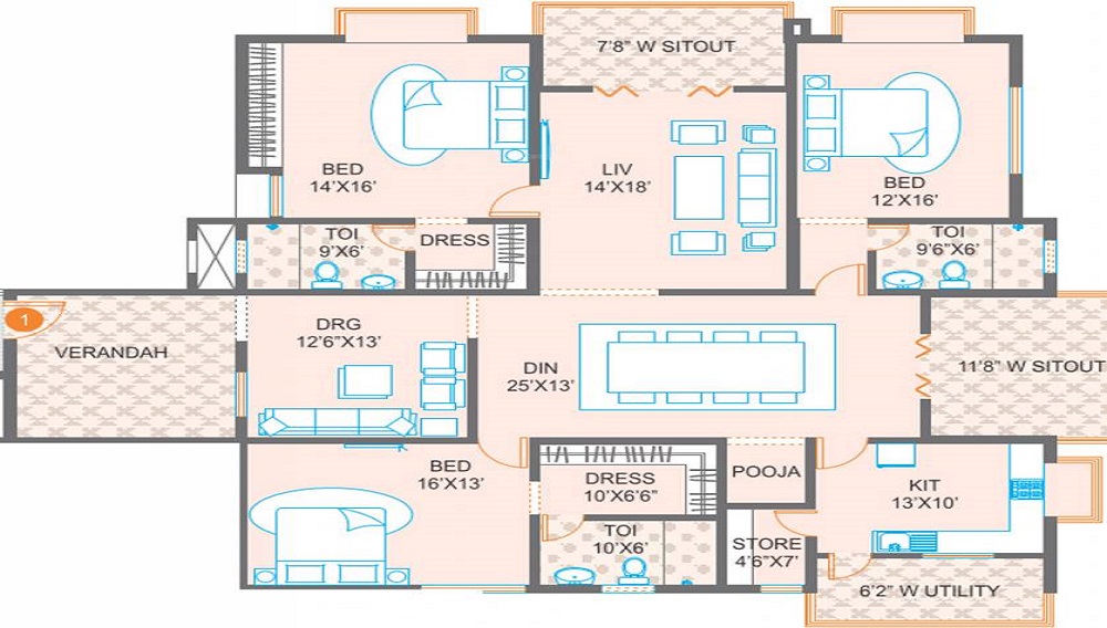Meenakshi Trident Towers Floor Plan