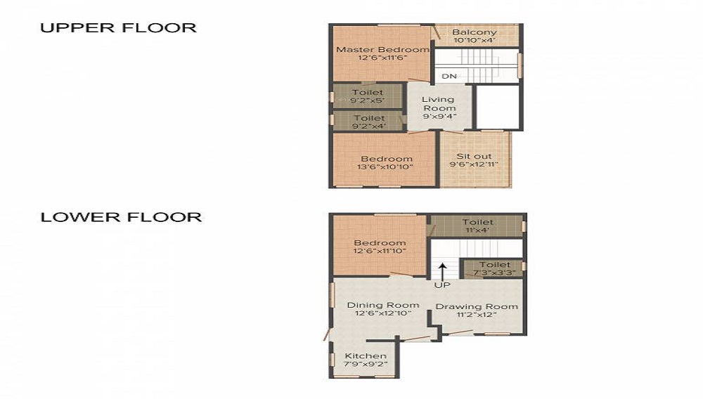 2BHK+2T 1050/sqft-carpet Sqft Apartment For Sale In Pride Orchid Residency In Balapur Floor Plan