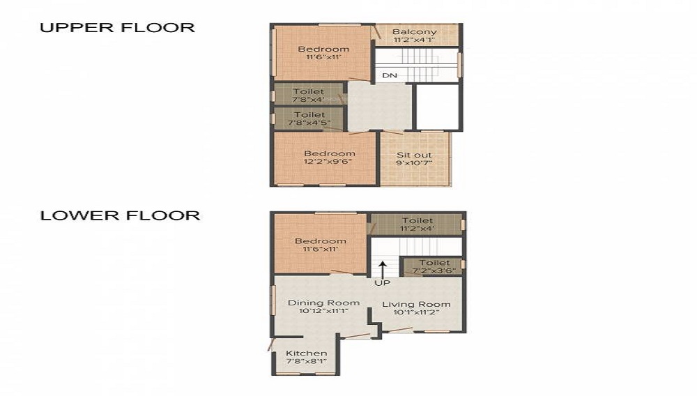 2BHK+2T 1050/sqft-carpet Sqft Apartment For Sale In Pride Orchid Residency In Balapur Floor Plan