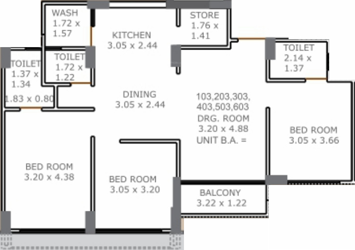 2 BHK+2T 684/sqft-carpet Sqft Apartment For Sale In Vyapti Vandemataram Mahadev Lily In Maninagar Floor Plan