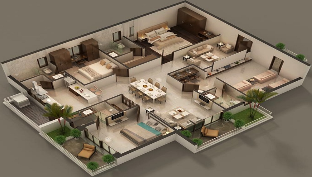 2 BHK+2T 1350/sqft-carpet Sqft Apartment For Sale In Ashoka Liviano In Narsingi Floor Plan