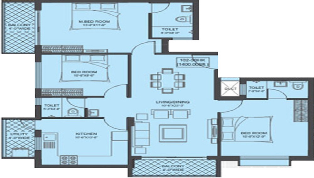 1 BHK+1T 450/sqft-carpet Sqft Apartment For Sale In Shakthi Sun City In Kottara Floor Plan