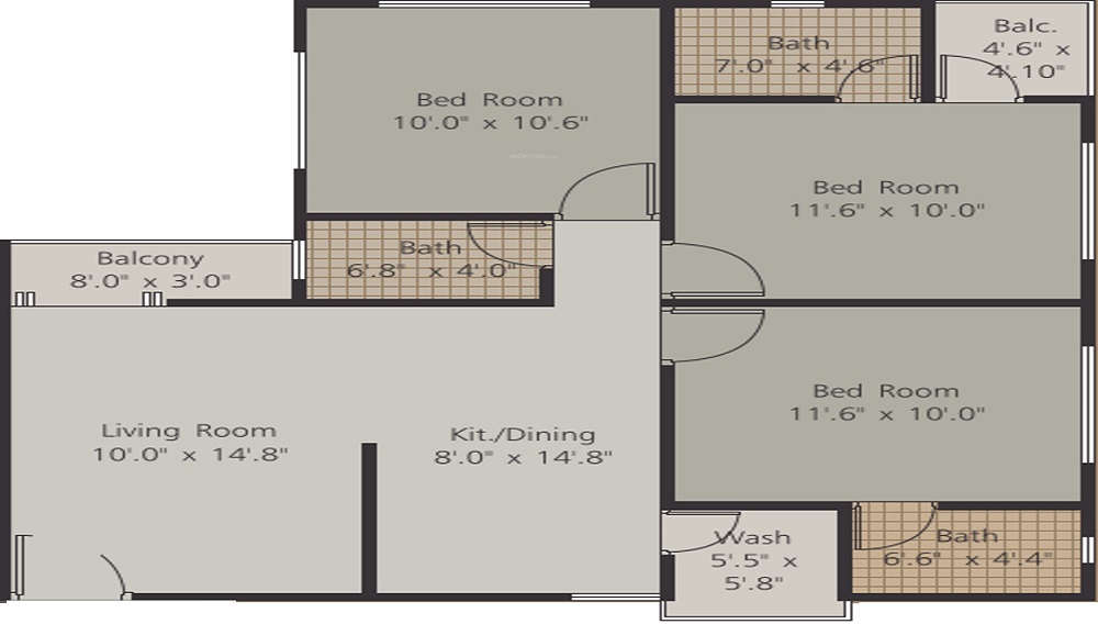 2 BHK+2T 1000/sqft-carpet Sqft Apartment For Sale In Earth Artica In Vasna Road Floor Plan