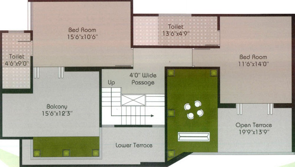 2 BHK+2T 	 1350/sqft-carpet Sqft Apartment For Sale In Riddhi Vraj Bhoomi In Bhayli Floor Plan