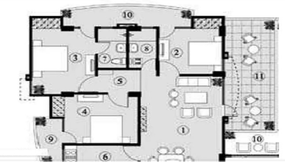 2 BHK+2T 	 976/sqft-carpet Sqft Apartment For Sale In Swastik Gardenia In Shivpur Floor Plan