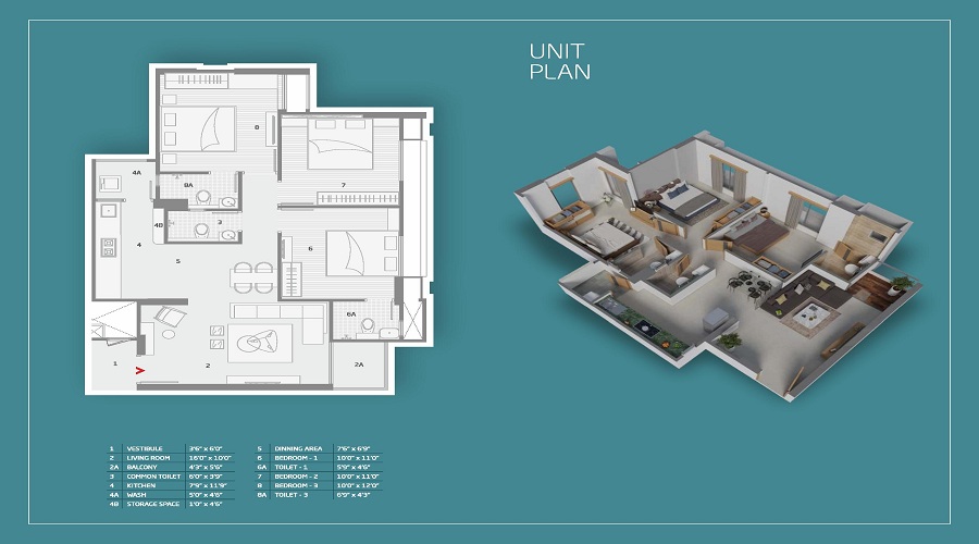 Ratna Turquoise Blu Floor Plan