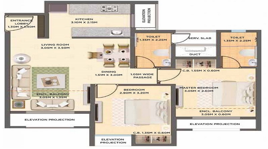 Dosti West County Oak Floor Plan