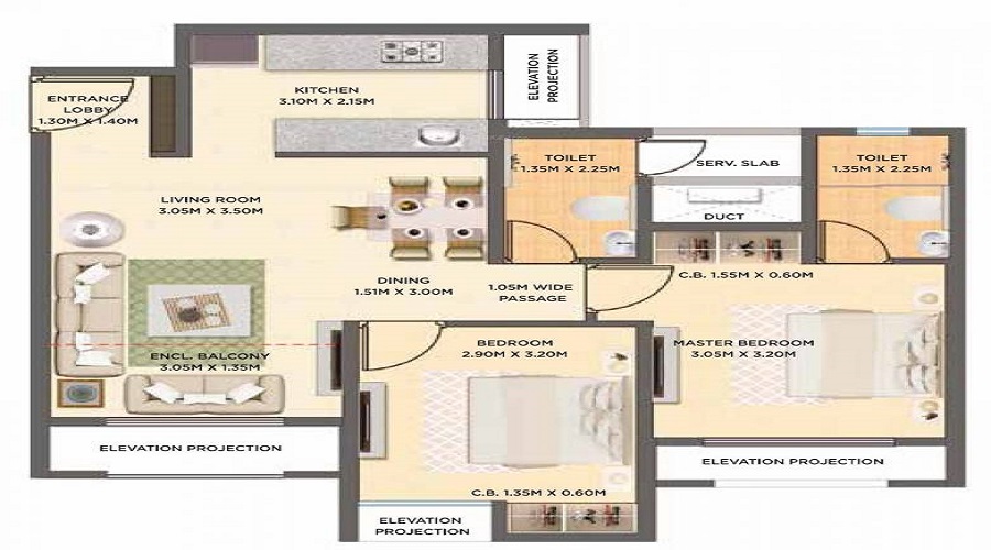 Dosti West County Oak Floor Plan