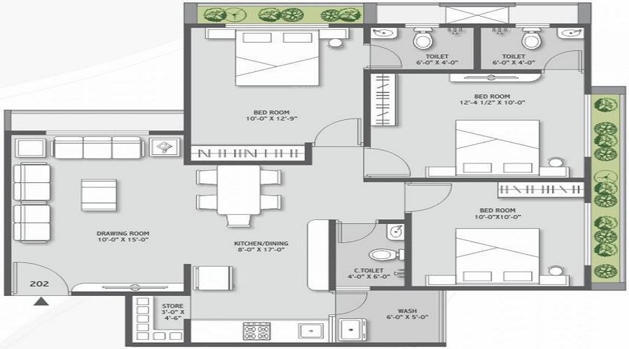 Gandhi Vraj Residency 3 Floor Plan