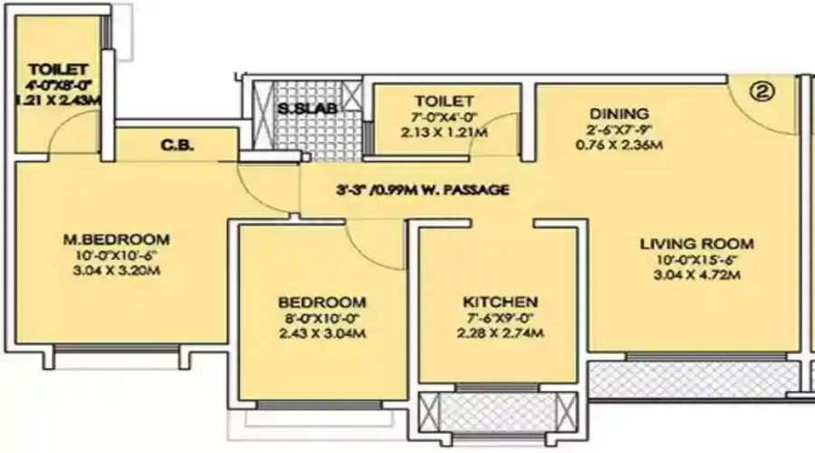 1 BHK+1T 432/sqft-carpet Sqft Apartment For Sale In Rustomjee Urbania Atelier In Thane West Floor Plan