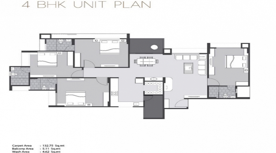 3 BHK+3T 2052/sqft-carpet Sqft Apartment For Sale In Sangath Pine In Chandkheda Floor Plan