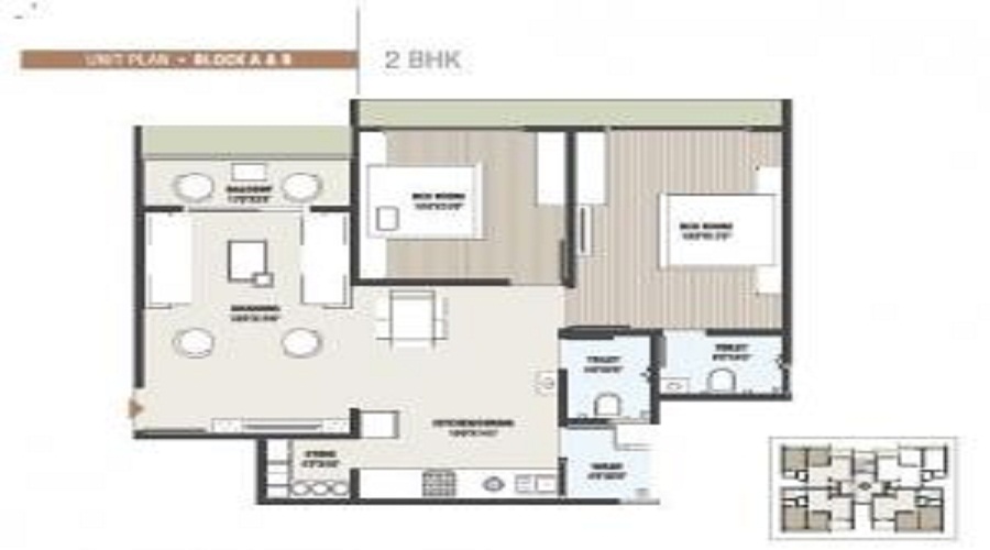 1 BHK+1T 668/sqft-carpet Sqft Apartment For Sale In Pelican Parshwa Residency In Chandkheda Floor Plan