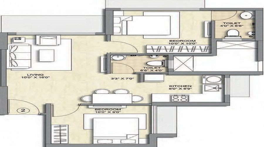 1 BHK+1T 342 /sqft-carpet Sqft Apartment For Sale In Chandak Nishchay Wing E In Borivali East Floor Plan