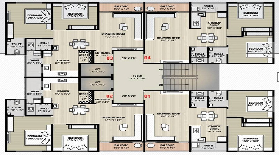 Pandav Sunway Residancy Floor Plan