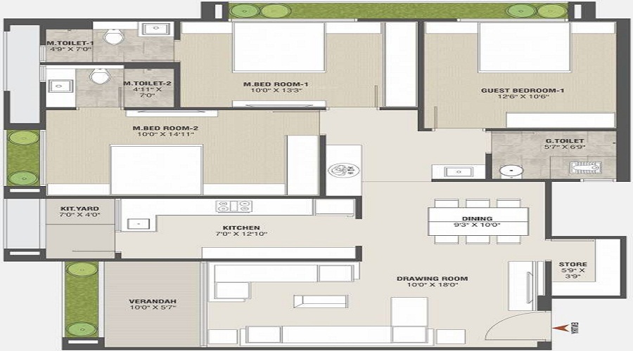 2 BHK+2T 670/sqft-carpet Sqft Apartment For Sale In Adarsh Orchid Residency In Nikol Floor Plan