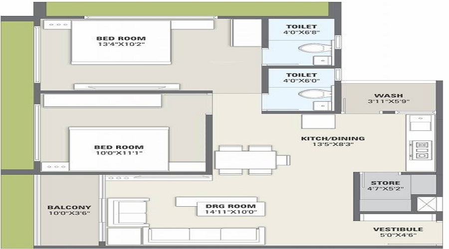 2 BHK+2T 644/sqft-carpet Sqft Apartment For Sale In Saral Heights And The East Gate In Vastral Floor Plan