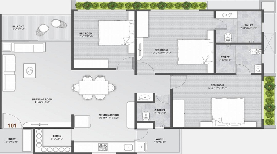 2 0BHK+2T 703/sqft-carpet Sqft Apartment For Sale In Shree Hari Sahaj Prime In Sola Floor Plan