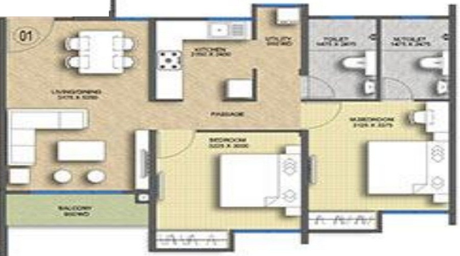1 BHK+1T 445/sqft-carpet Sqft Apartment For Sale In Pegasus Megapolis Saffron A10 To A14 In Hinjewadi Floor Plan
