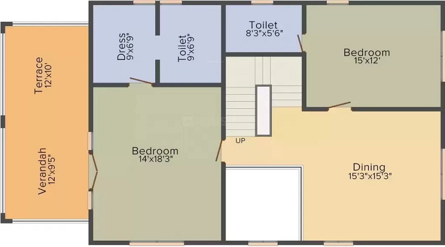 1 BHK+1T 875/sqft-saleable  Sqft Apartment For Sale In R D Sai Sharnam And Sai Platinum In Nikol Floor Plan