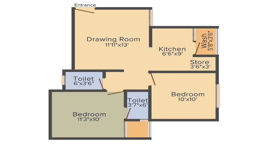 1 BHK+1T 900/sqft-saleable  Sqft Apartment For Sale In Ashirvad Avenue In Nava Naroda Floor Plan