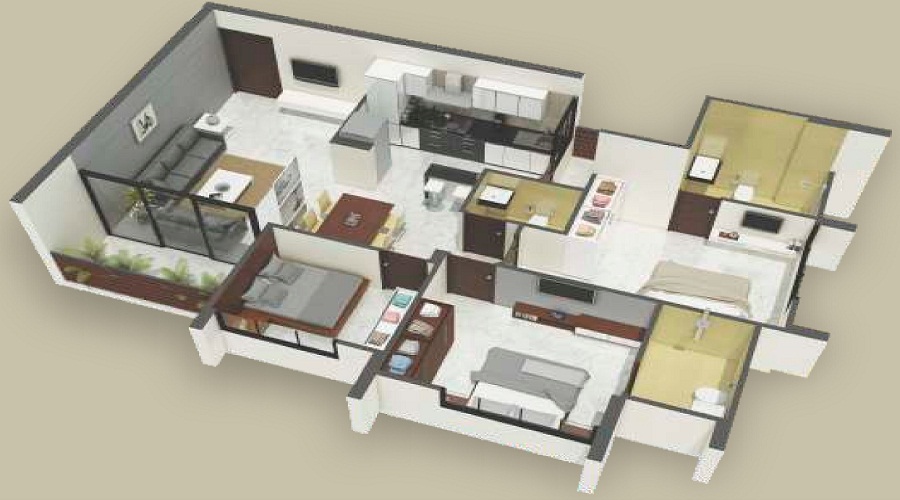 2 BHK+2T 1152/sqft-saleable  Sqft Apartment For Sale In Dev Group India Dev Preet In Bodakdev Floor Plan