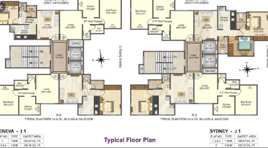 1 BHK+1T 396/sqft-carpet Sqft Apartment For Sale In Puraniks City Phase 3 In Thane West Floor Plan