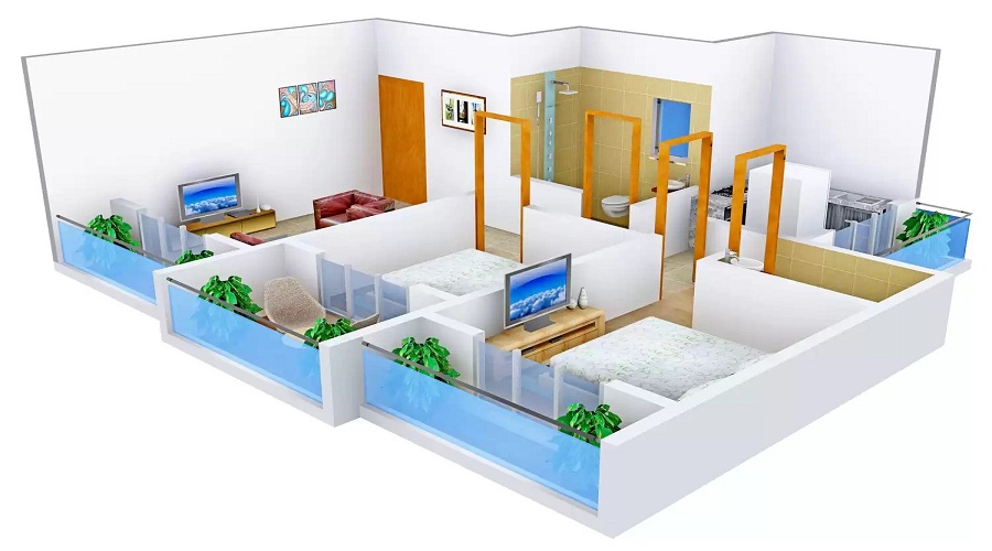 1 BHK+1T 580/sqft-carpet Sqft Apartment For Sale In Neelkanth Enterprises Raigarh Green Field In Panvel Floor Plan