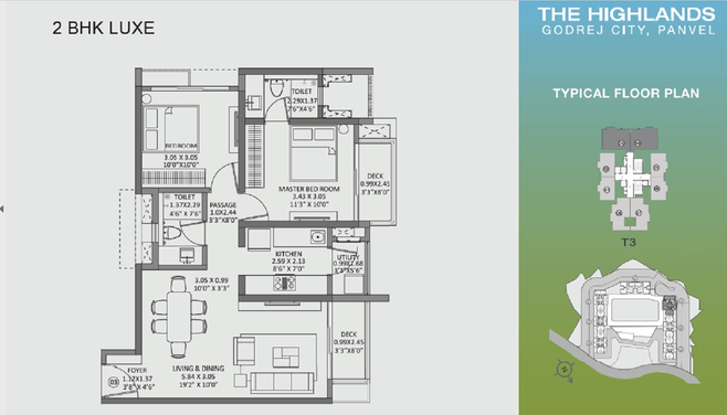 1 BHK+1T 438/sqft-saleable Sqft Apartment For Sale In Godrej The Highlands In Panvel Floor Plan