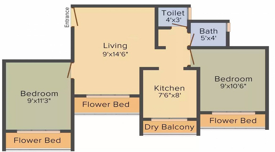 1 BHK+1T 660/sqft-saleable  Sqft Apartment For Sale In Shree Greg Marsh Residency In Vasai Floor Plan