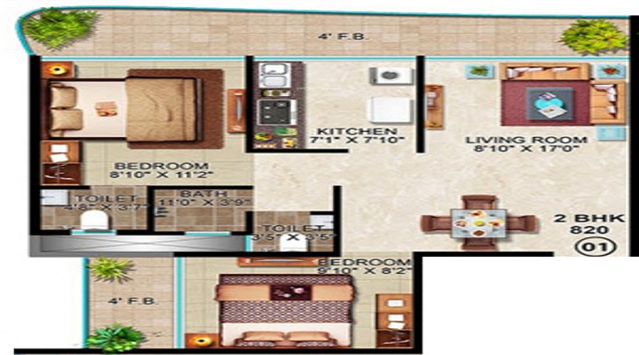 1 BHK+1T 293/sqft-carpet Sqft Apartment For Sale In Laxman Keshav Naik Mauli Krupa In Panvel Floor Plan