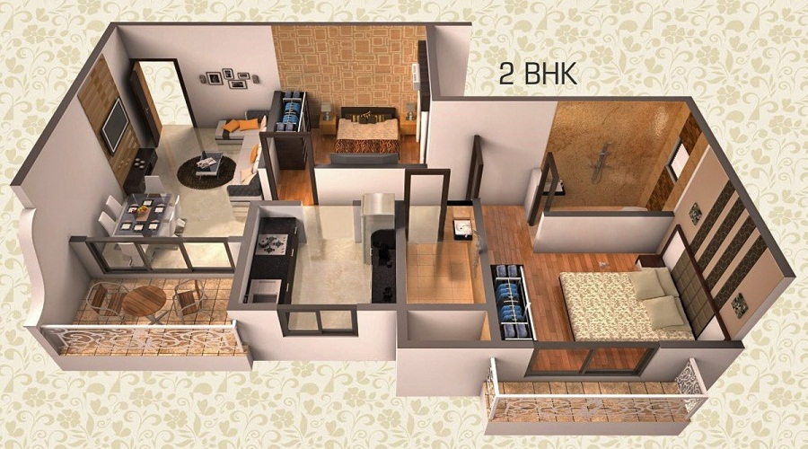 1 BHK+1T 603/sqft-saleable  Sqft Apartment For Sale In ACME Group Complex In Goregaon East Floor Plan