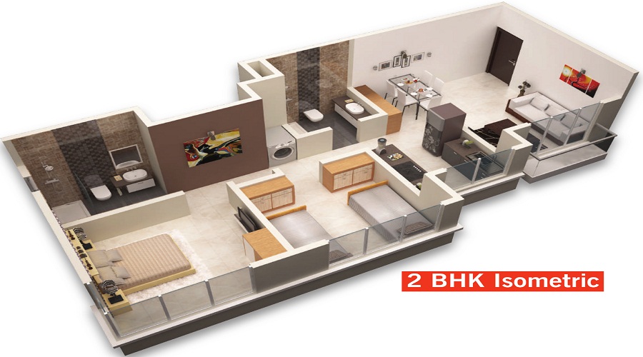 1 BHK+1T 645/sqft-saleable Sqft Apartment For Sale In Ashar Maple Heights In Mulund  West Floor Plan