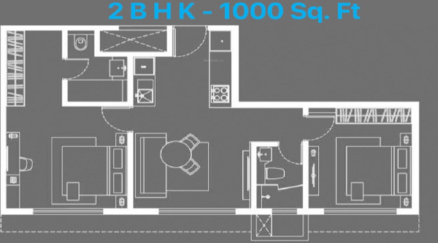 1 BHK+1T 365/sqft-saleable  Sqft Apartment For Sale In Radius Anantya In Chembur Floor Plan
