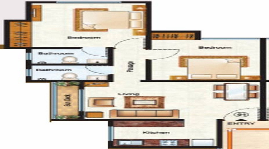 1 BHK+1T 596/sqft-saleable  Sqft Apartment For Sale In Raunak Unnathi Woods Phase 6 In Thane West Floor Plan