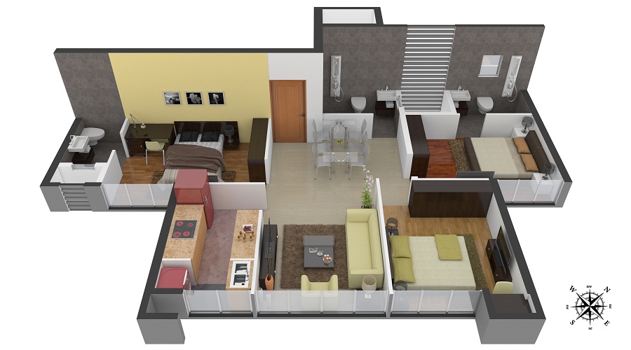 1 BHK+1T 386/sqmt-carpet Sqft Apartment For Sale In Nirmal Lifestyle Lifestyle One Mumbai In Mulund  West Floor Plan