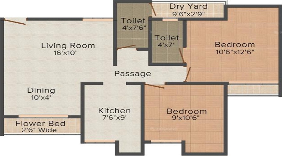 1 BHK+1T 600/sqft-saleable  Sqft Apartment For Sale In ACME Group Akanksha In Goregaon East Floor Plan