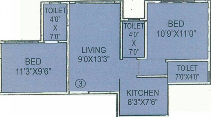 1 BHK+1T 454/sqft-carpet Sqft Apartment For Sale In Arena Splendor In Andheri East Floor Plan