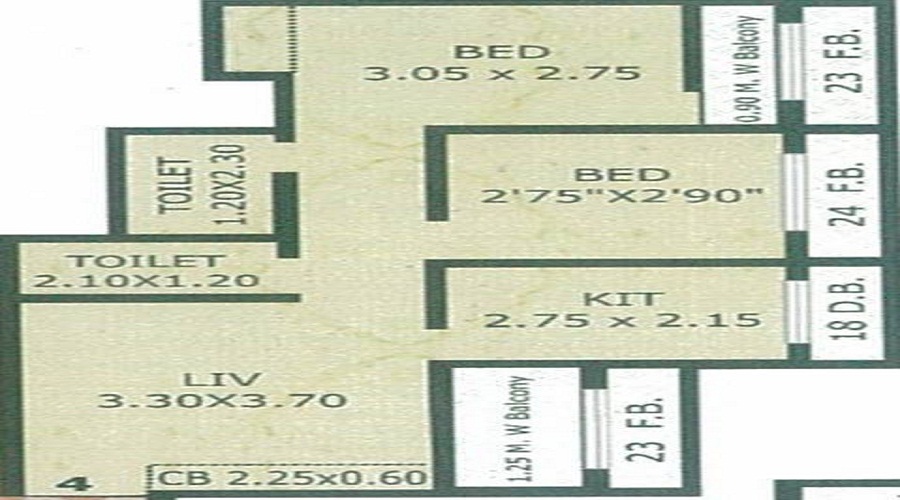 1 BHK+1T 354/sqft-carpet Sqft Apartment For Sale In Parikh Paradise Residency In Virar Floor Plan