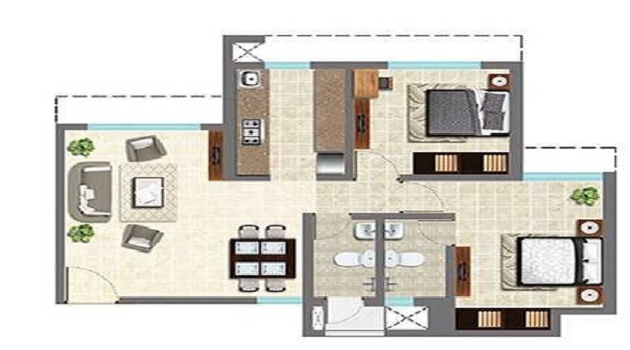 1 BHK+1T 376/sqft-carpet Sqft Apartment For Sale In Vihang Vihang Valley In Thane West Floor Plan
