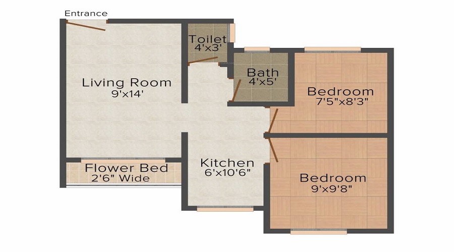 1 BHK+1T 373/sqft-carpet Sqft Apartment For Sale In Prayag Galaxy In Panvel Floor Plan