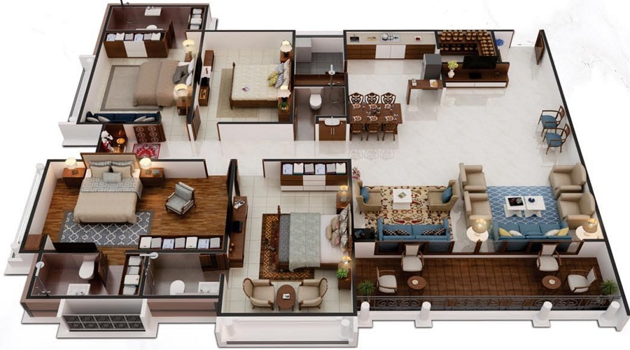 3 BHK+3T 1259/sqft-carpet Sqft Apartment For Sale In Shiv Gardens Tower 1 In Chembur Floor Plan