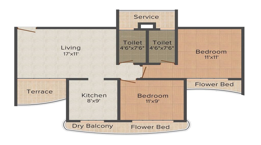 3 BHK+3T 1600/sqft-carpet Sqft Apartment For Sale In Paradise Sai Spring In Kharghar Floor Plan