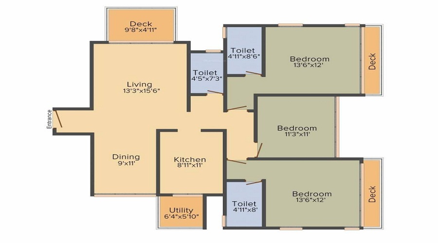 1 BHK+1T 379/sqft-carpet Sqft Apartment For Sale In Spark Desai Harmony In Wadala Floor Plan