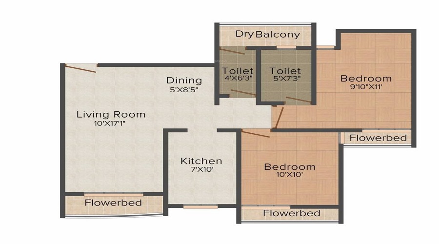 1 BHK+1T 620/sqft-carpet Sqft Apartment For Sale In SD Bhalerao Prity Park In Thane West Floor Plan